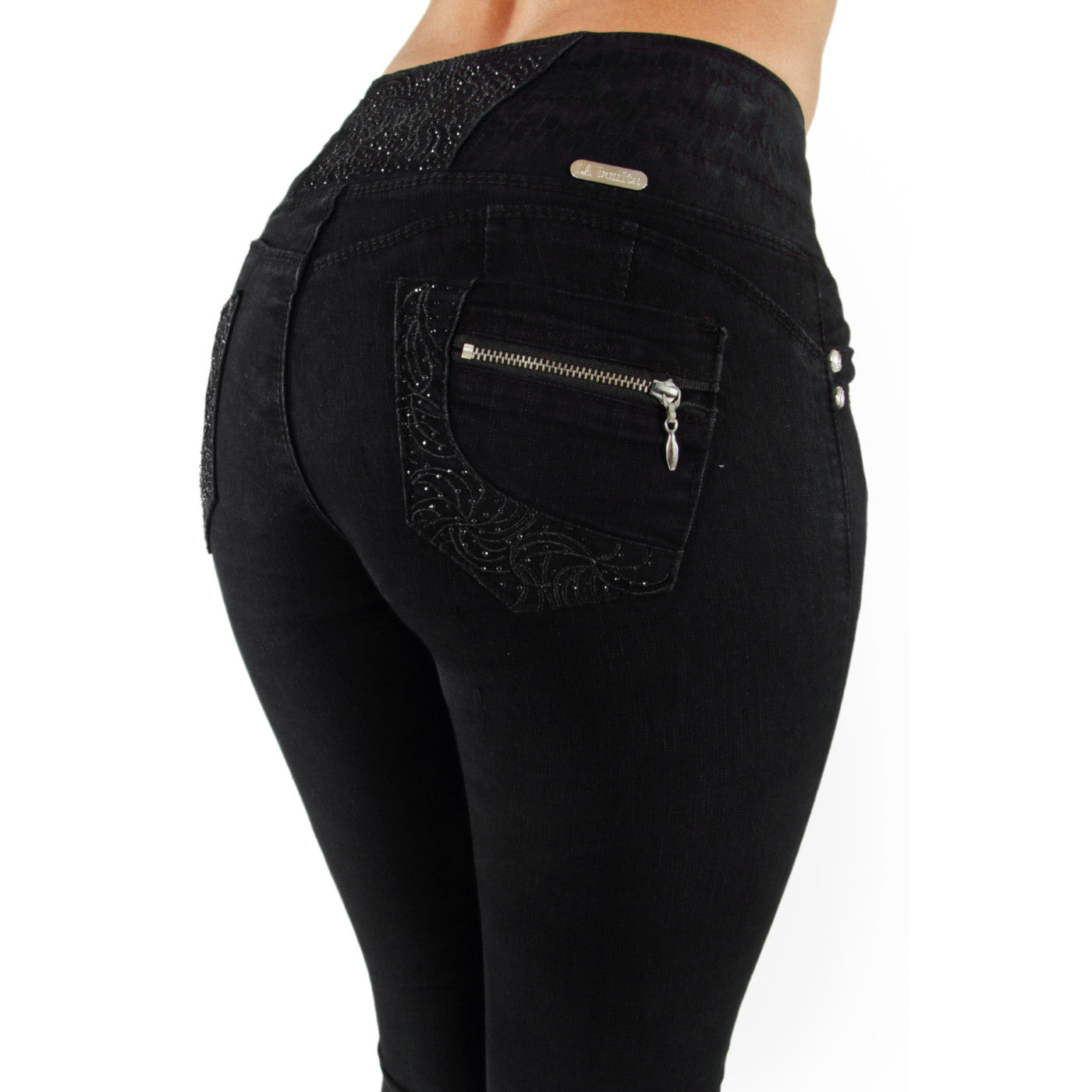 Plus Size, Butt Lift, Levanta Cola, High Elastic Waist, Skinny Jeans in Black Size 14 - 14,Plus,14