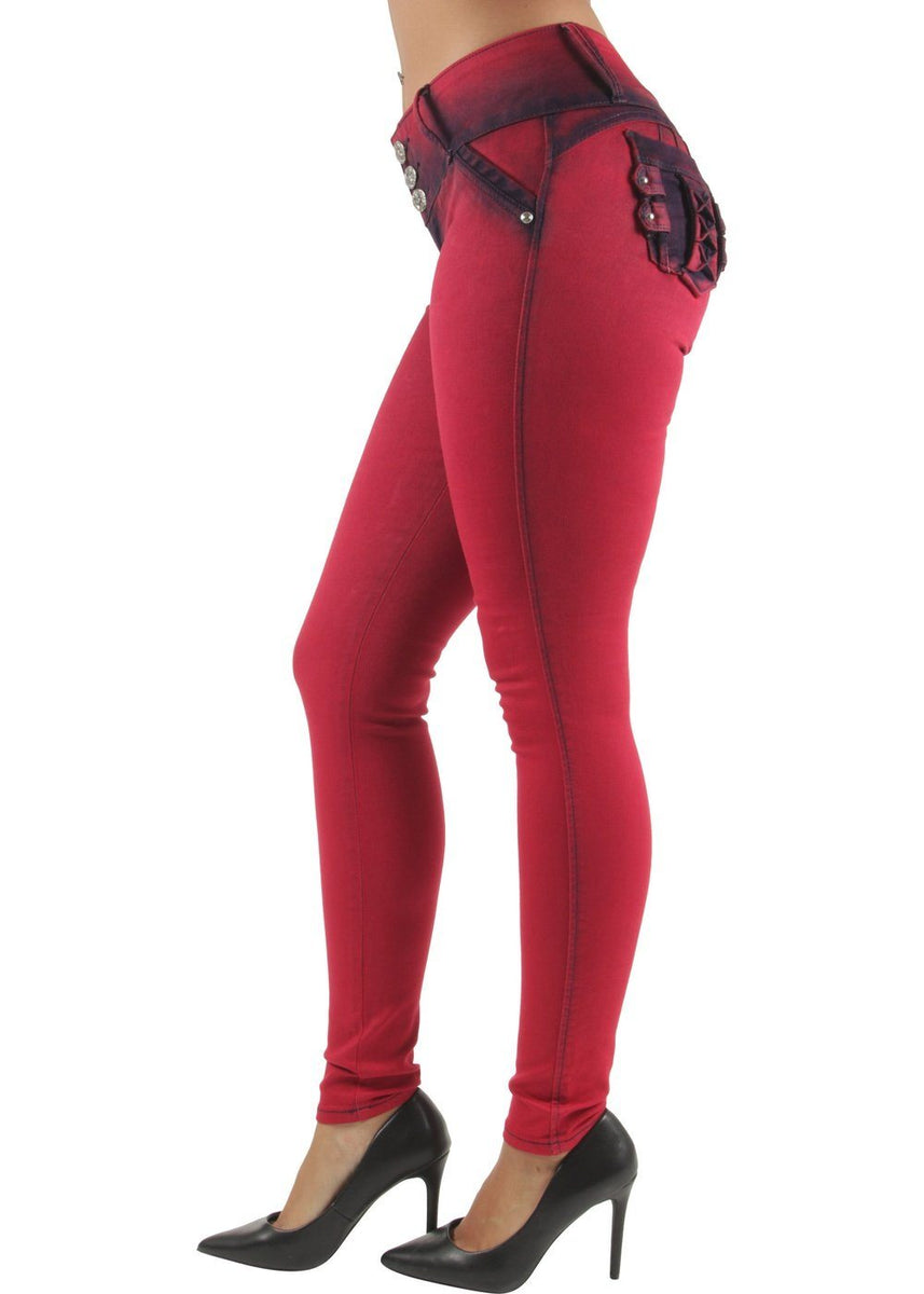 Colombian Design Butt Lift Push Up Mid Waist Skinny Jeans (DSJ-4050)
