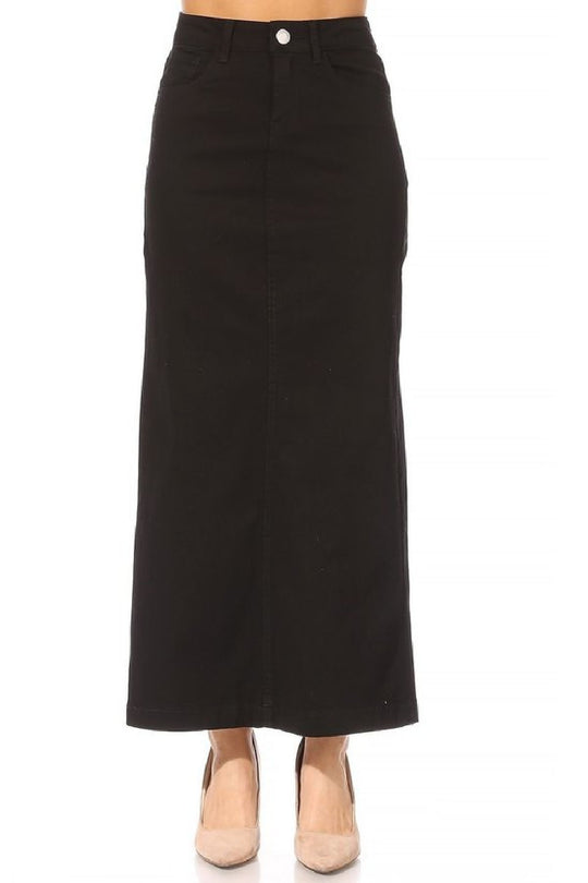 Stretch Twill Long Basic Skirt (89173-SKT)