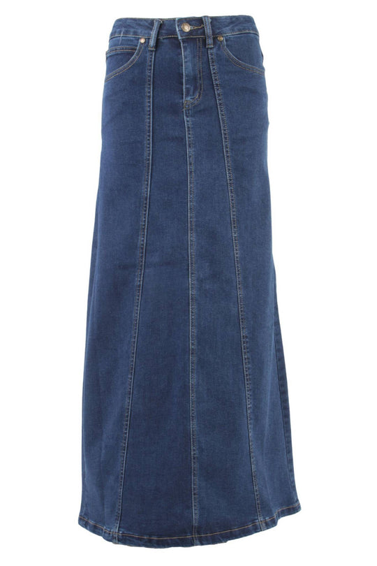 Women's Juniors Long A-Line Stretch Denim Maxi Skirt (213-SKT)