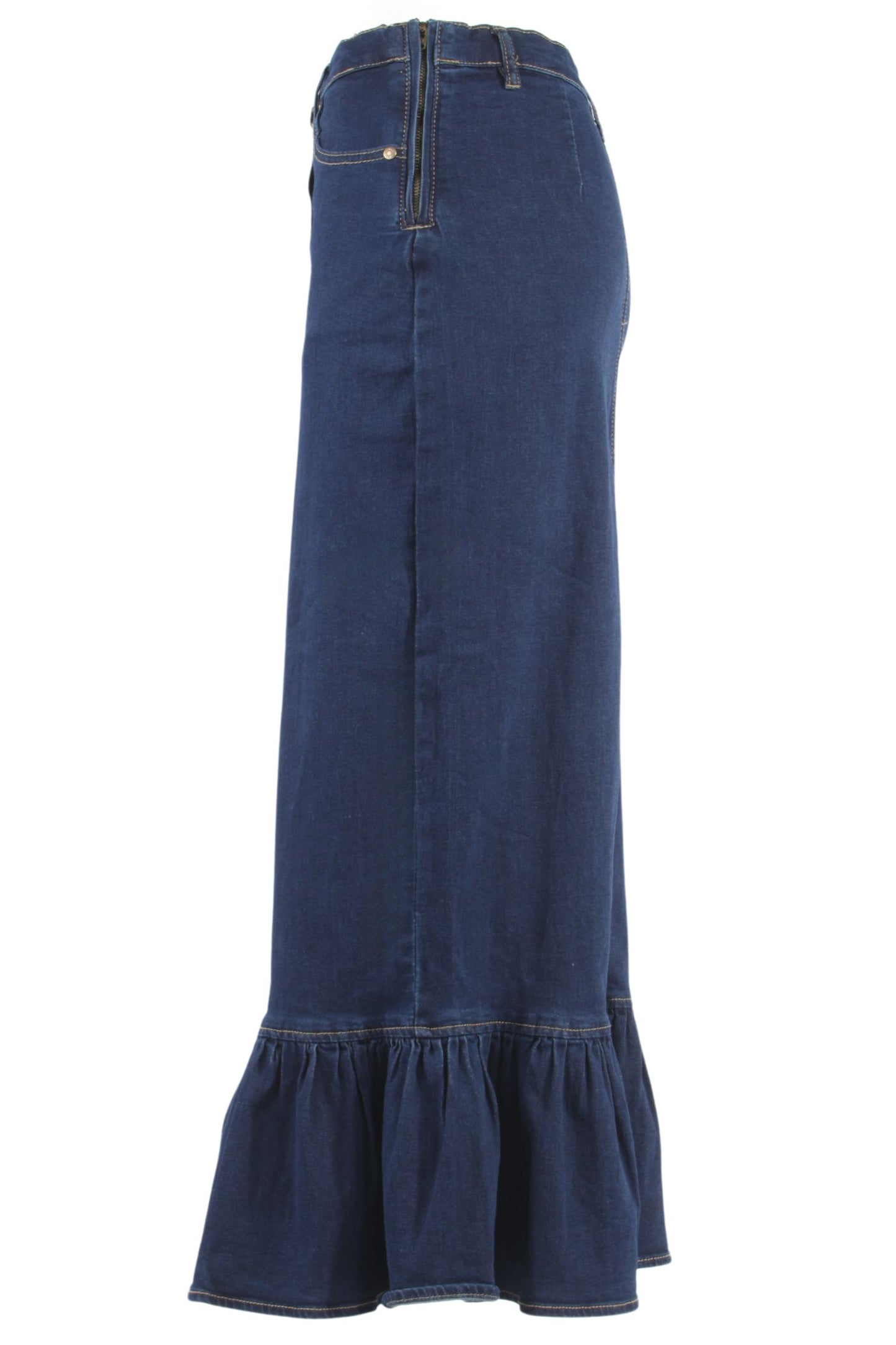 Women's Plus Size Long A-Line Stretch Denim Maxi Skirt - High Rise, Casual Style