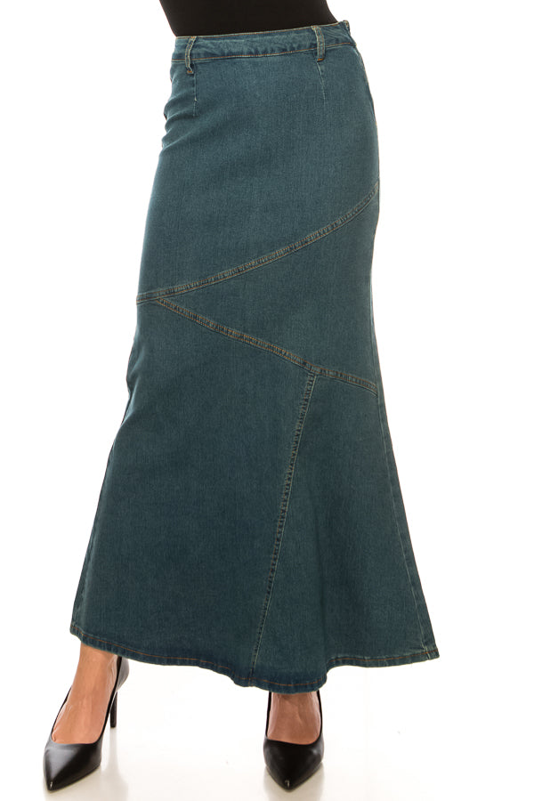 Tigena Maxi Denim Skirt Women 2023 New Fashion Design Elegant Slim Hip Wrap  Mermaid High Waist Long Jeans Skirt Female size L Color Blue