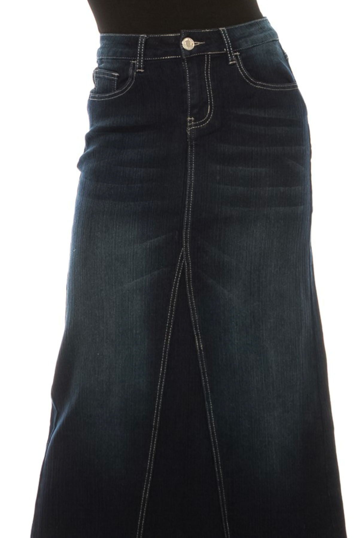 Stretch Denim Long Triangle Cut Skirt (88017-SKT)