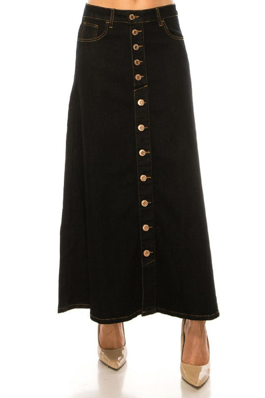 Stretch Denim Long Flare Bottom Skirt (88013-SKT)