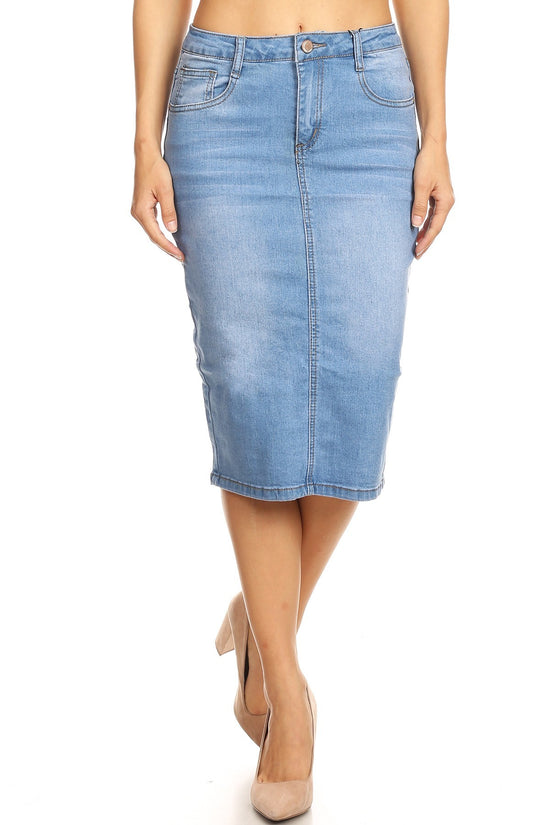 5-Pocket Slim Denim Pencil Skirt