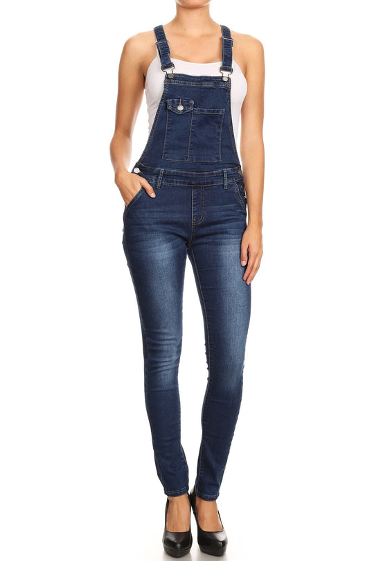 Stretch Denim Jean 6 Button Adjustable Straps Overalls (GJ5268)