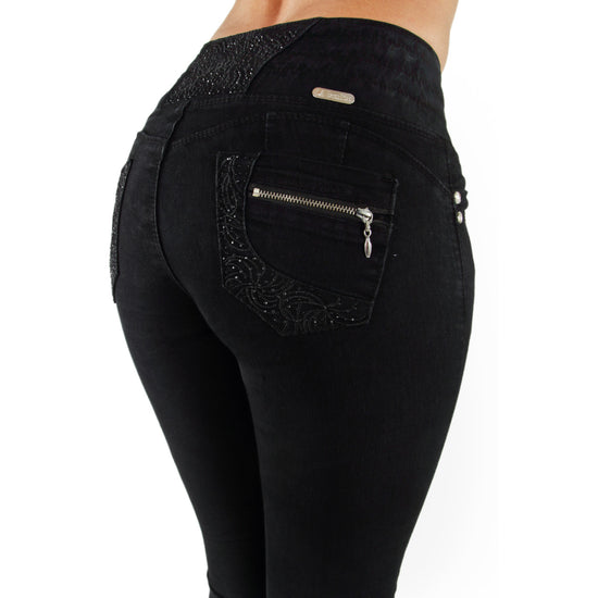 Load image into Gallery viewer, Plus Size, Butt Lift, Levanta Cola, High Elastic Waist, Skinny Jeans in Black Size 14 - 14,Plus,14
