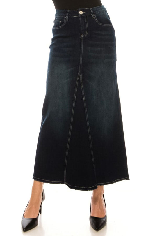 Stretch Denim Long Triangle Cut Skirt (88017-SKT)
