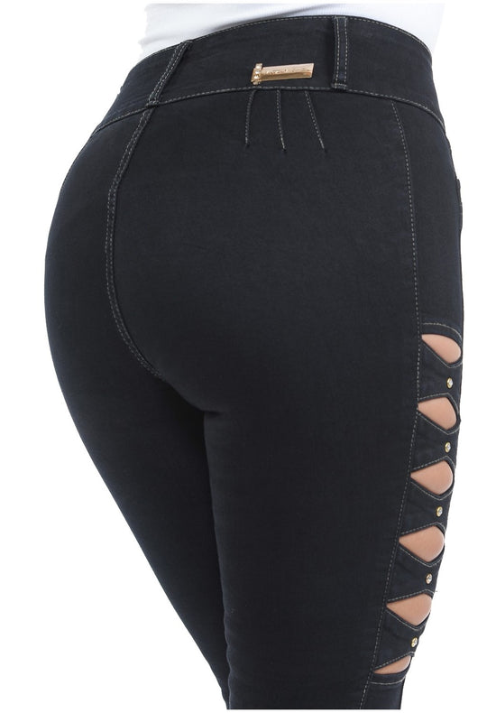 Colombian Design Butt Lift Side Cut High Waist Skinny (A10261)