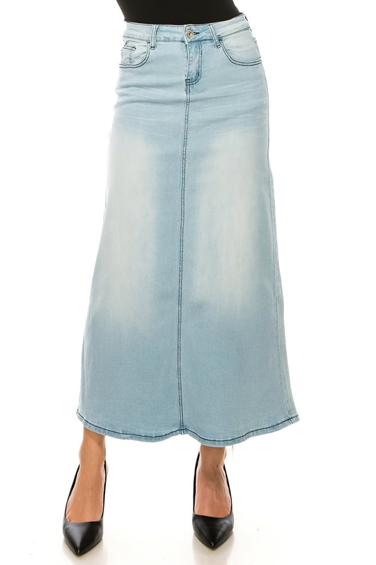 Stretch Denim Straight Long Skirt (89103-SKT)