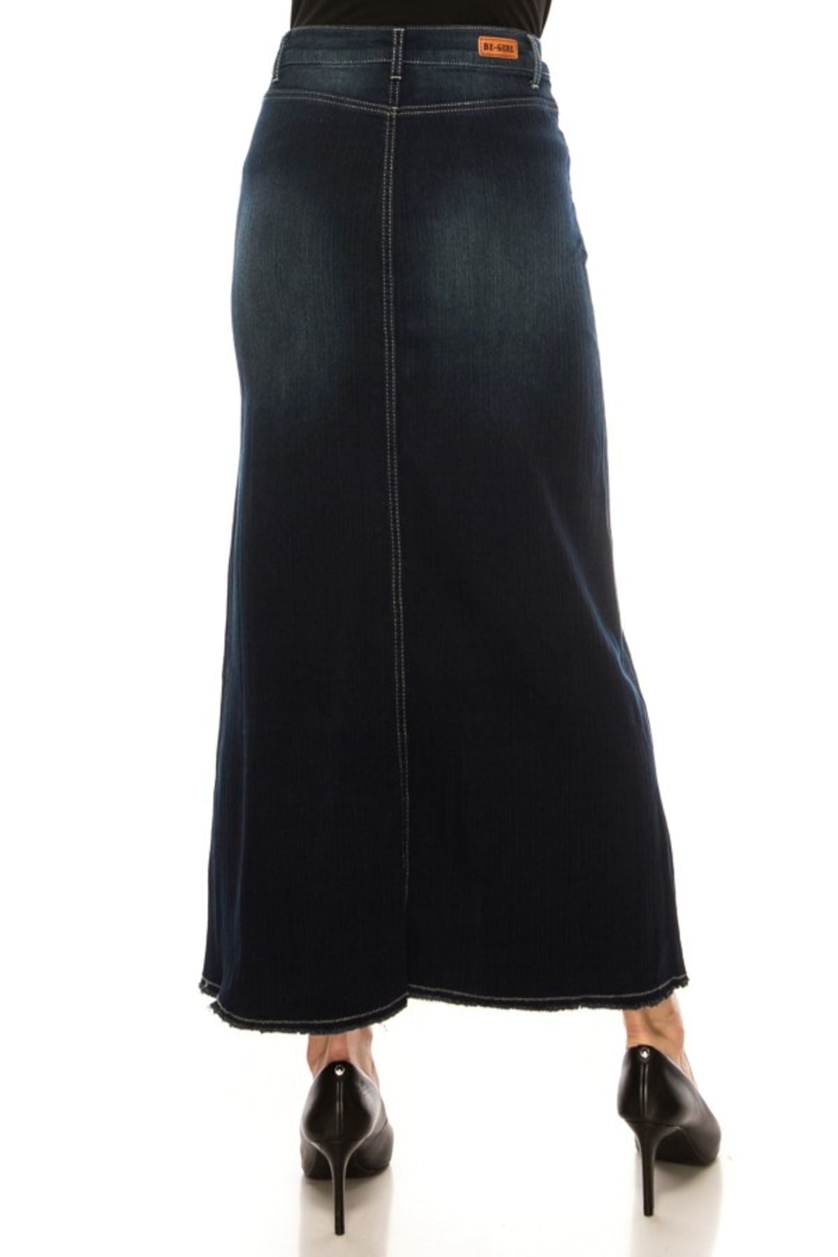 Stretch Denim Long Triangle Cut Skirt (88017-SKT)