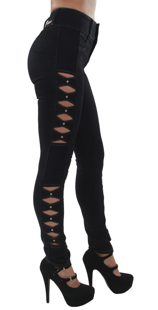 Colombian Design Butt Lift Side Cut High Waist Skinny (A10261)