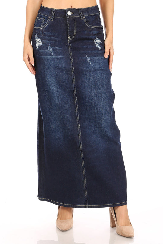 Stretch Denim Long Pencil Skirt (87881-SKT)