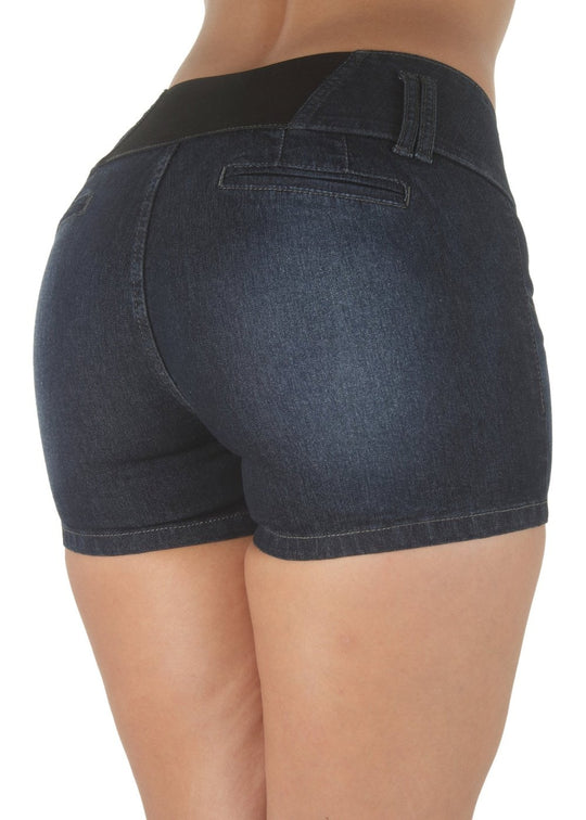 High Elastic Waist Design Butt Lifting Denim Booty Shorts (M652SH-P)