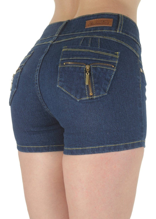 Butt Lifting  Mid Waist Denim Booty Shorts (M947SH-P)