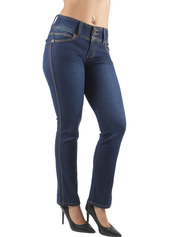 Colombian Design Mid Waist Butt Lift Boot Leg Jeans (B925I1BT)