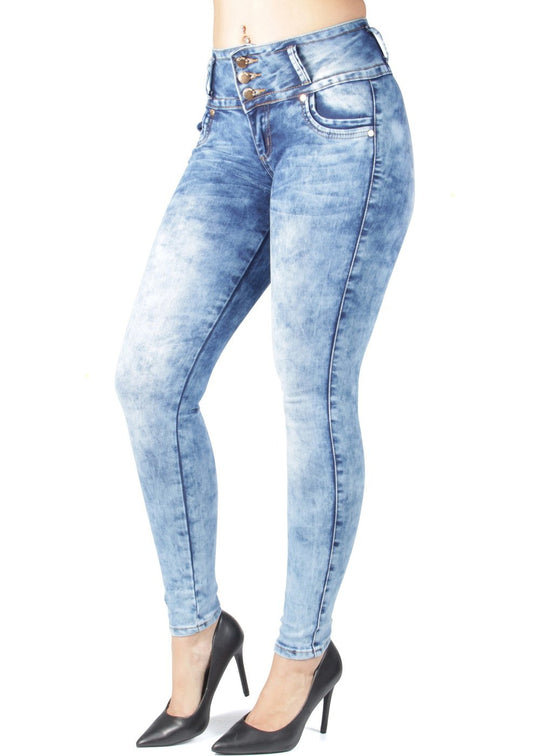 Colombian Design Butt Lift Push Up Mid Waist Skinny Jeans (1409)
