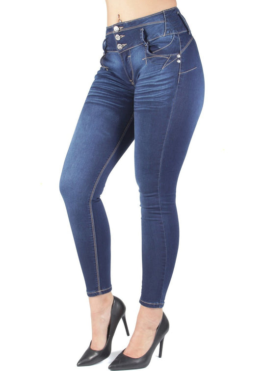 Colombian Design Butt Lift Push Up Mid Waist Skinny Jeans (7W065S)
