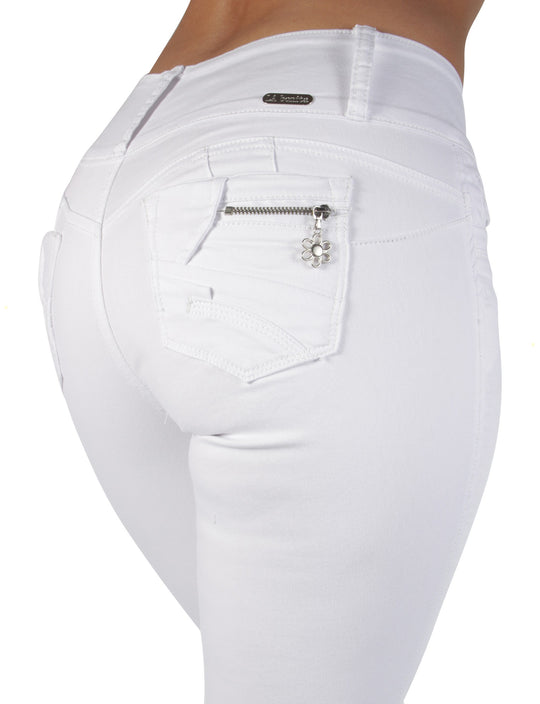 Butt Lift Push Up Mid Waist Ripped Distressed Skinny Jeans (9A791)