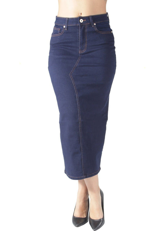 Long Pencil Stretch Denim Skirt (TL026-SKT)