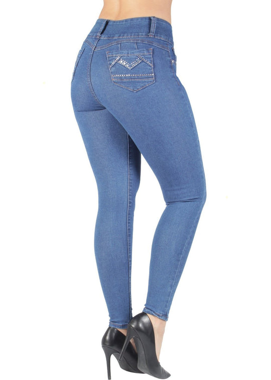 Colombian Design Butt Lift Push Up Mid Waist Skinny Jeans (T150)