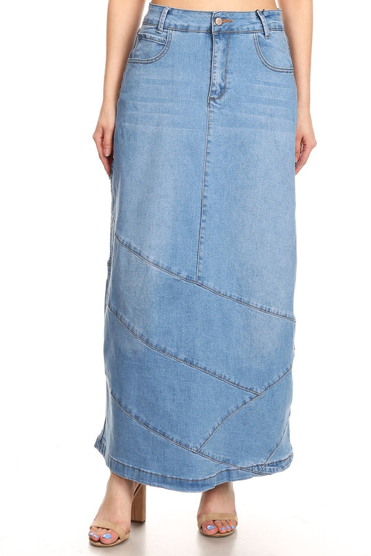 High Rise Pencil Long Jeans Maxi Denim Skirt (242SK)