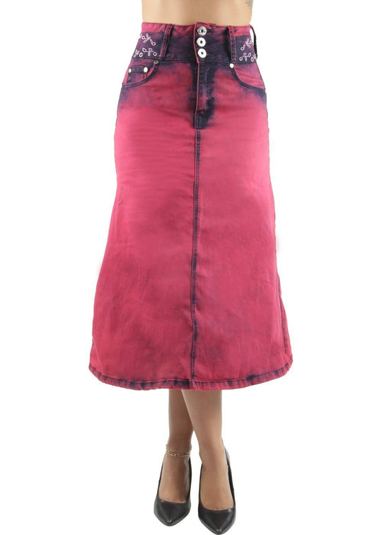 Long Aline Stretch Denim Maxi Skirt (2321SC)