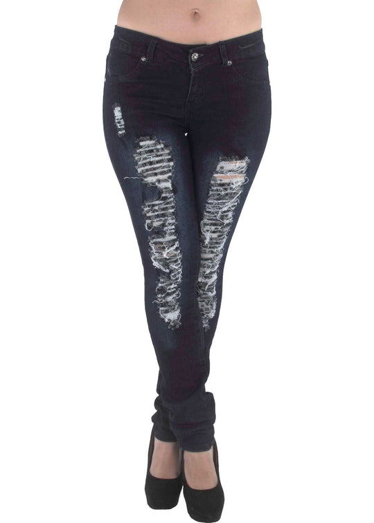 Style M486p –   Mid Waist Colombian Design Butt Lift Ripped Skinny Jeans (M486P)