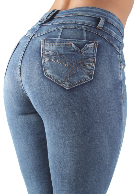 Colombian Design Butt Lift Push Up Mid Waist Skinny Jeans (T102)