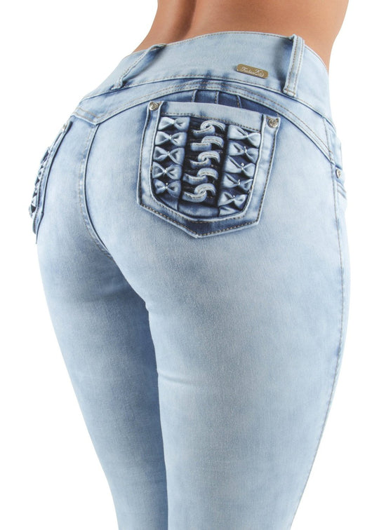 Colombian Design Butt Lift Push Up Mid Waist Skinny Jeans (DJ3223)