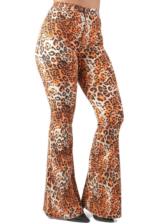 Bell Bottom High Waist Flared Bootleg Stretch Jeans (GP2644-LEO)