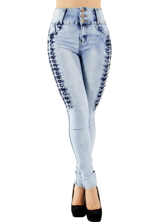 Colombian Design Butt Lift Push Up Mid  High Waist Skinny Denim Jeans (ML2_N)