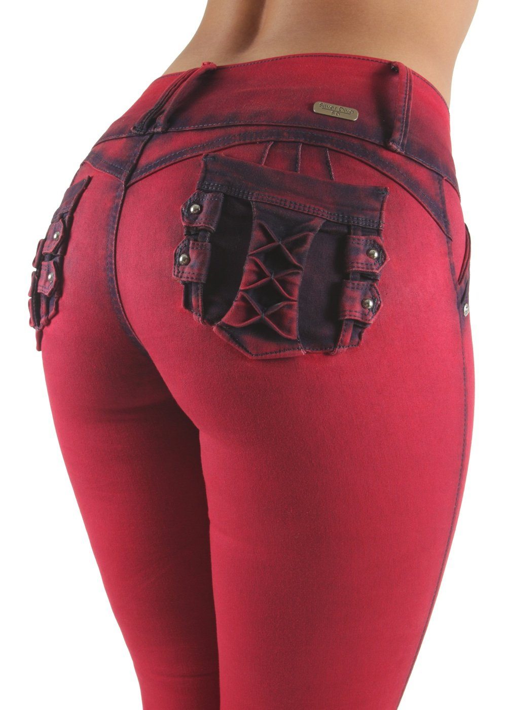 Plus orders size red denim jeans