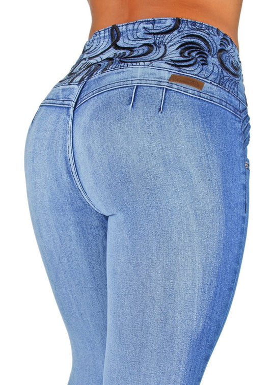 Colombian Design Mid Waist Butt Lift Skinny Jeans (LA6A078aS)