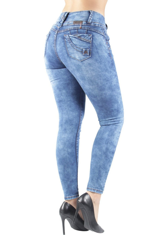 Colombian Design Butt Lift Push Up Mid Waist Skinny Jeans (7W734S)