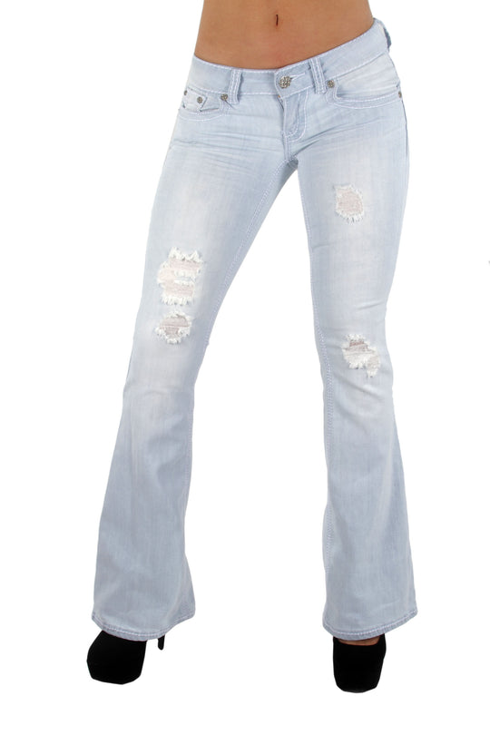 The Sexy Flare Bootleg Ripped Premium Bootcut  Jeans (80001(S))