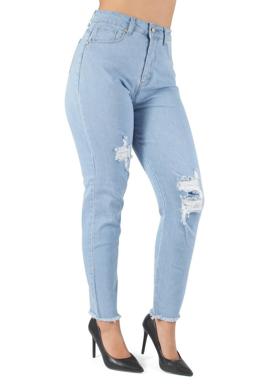 Momfit High Waist Ripped Destroyed Skinny Jeans (L10873)