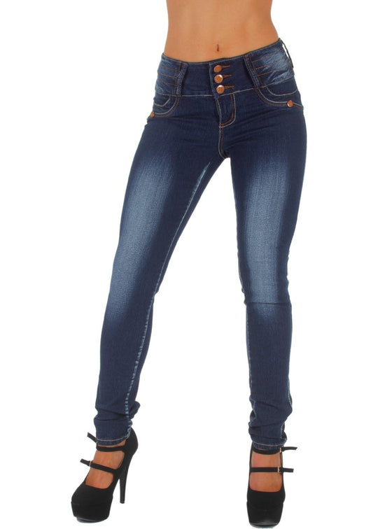 Colombian Design Mid Waist Butt Lift Skinny Jeans (LA6A174S)