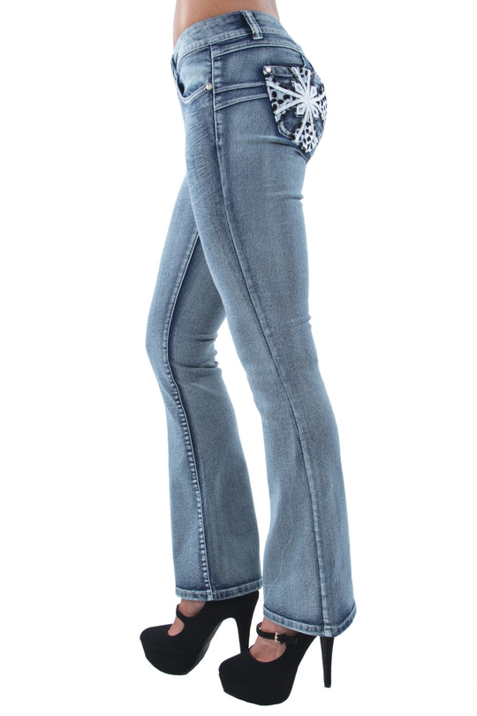 Colombian Design Butt Lift  Boot Leg Jeans (F2L-35057F-BT)