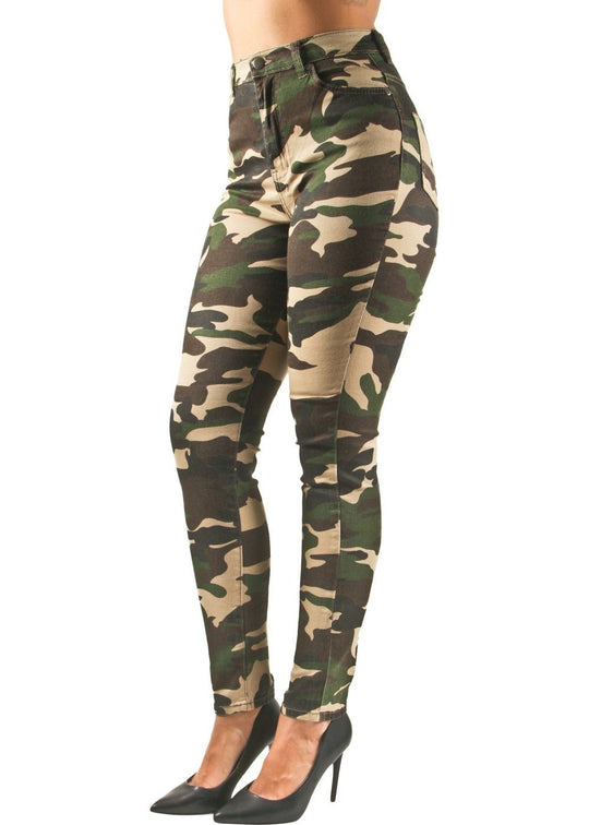 Camouflage High Waist Light Denim Skinny Jeans (9O002S)