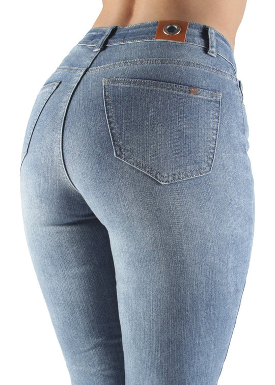Classic Mid Waist Straight Leg Jeans (CLY787)