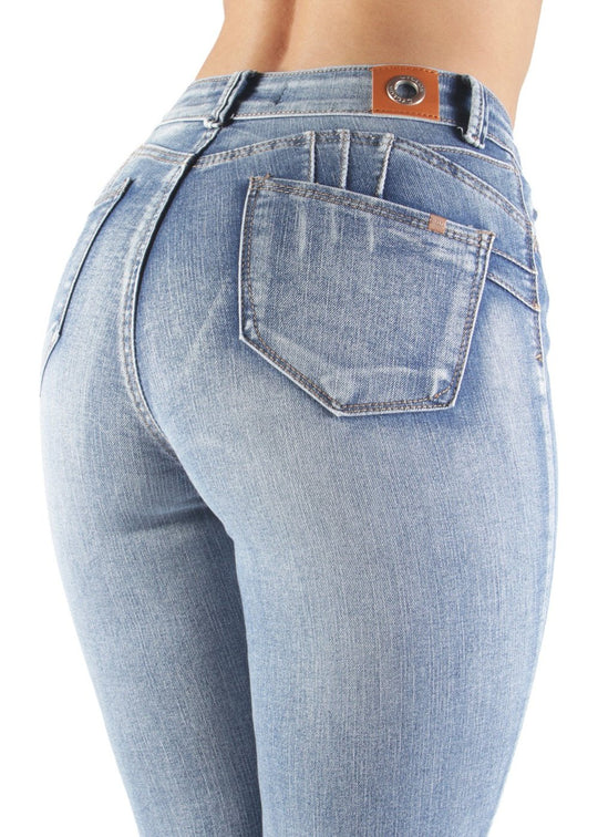 Colombian Design Butt Lift Mid Waist Skinny Jeans (CYL4552)