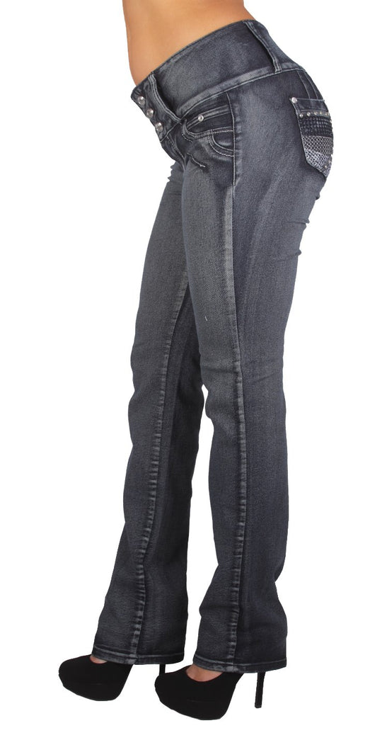 High Waist Colombian Style Butt Lifting Stretch Boot Leg Jeans (DJ1-P-D700_BOOT)