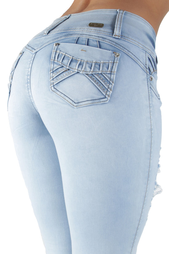 White High Waisted Butt Lifting Jeans for Women
