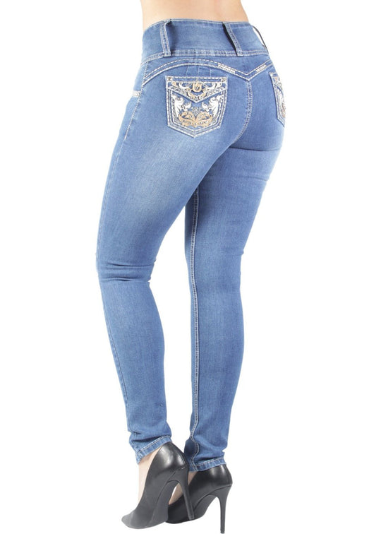 Butt Lift Push Up Mid Waist Ripped Distressed Skinny Jeans (DJ3610-BT)