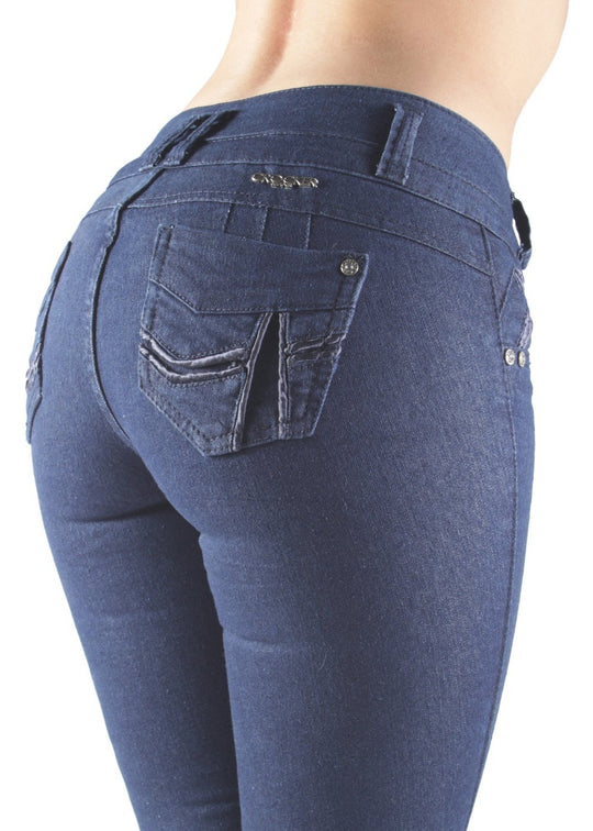 Colombian Design Butt Lift Push Up Mid Waist Skinny Jeans (G517)