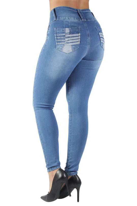 Colombian Design Butt Lift Push Up Mid Waist Skinny Jeans (MK527)