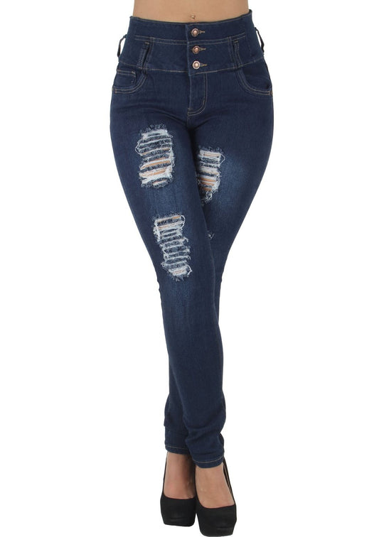 Butt Lift  Destroyed Ripped High Waist Sexy Skinny Jeans (N438R)