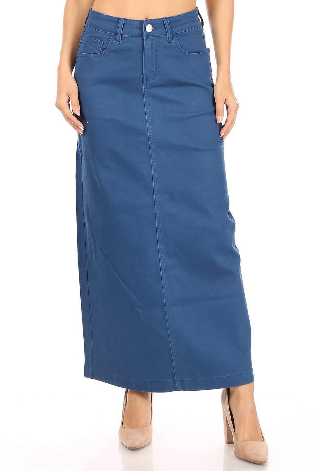 Women's Juniors/Plus Size Long Pencil Stretch Twill Skirt