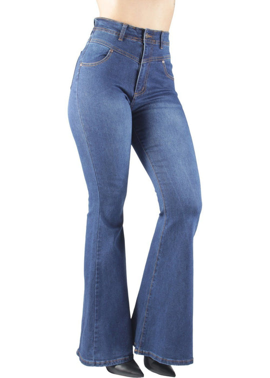Bell Bottom High Waist Flared Stretch Jeans (WA4456)